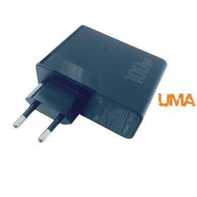Зарядний пристрій Essager 100W GAN 2 x Type-C + 2 x USB-A чорний