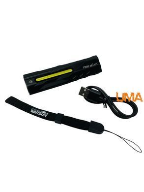 Ліхтар WARSUN T9 PRO 1500 Лм LED металевий корпус, USB-C, магніт, кліпса, стробоскоп, червоне світло, УФ світло, червоний лазер, потужний кишеньковий ліхтар