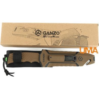 Ніж Ganzo G8012V2-DY коричневий (G8012V2-DY) з паракордом