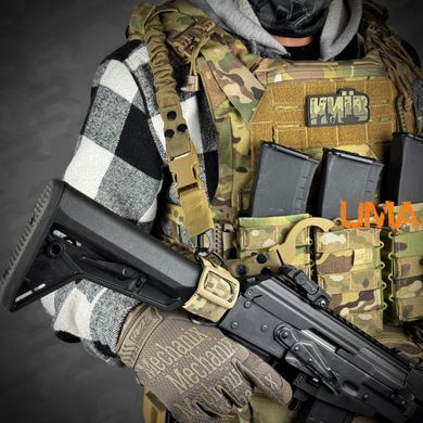 Комплект одноточковий плечовий ремінь з кріпленням до плитоноски на QD антабках RAGNAROK THOR Піксель та Койот