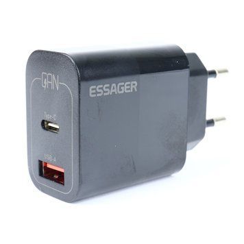 Зарядний пристрій блок живлення Essager GaN 33W Type-C + USB-A