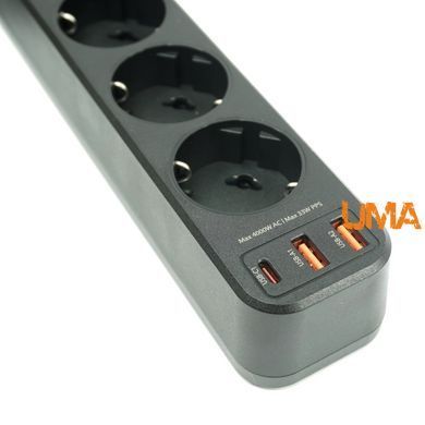 Мережевий фільтр - подовжувач ASOMETECH 4000W Power Strip з портами USB 7в1