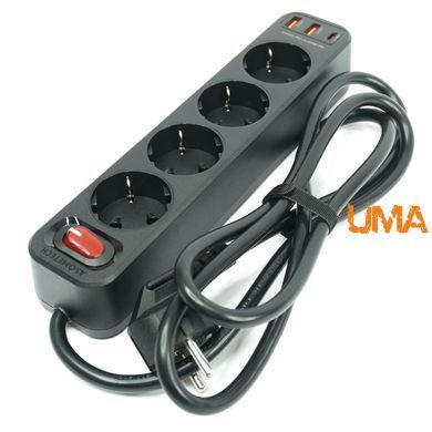 Мережевий фільтр - подовжувач ASOMETECH 4000W Power Strip з портами USB 7в1